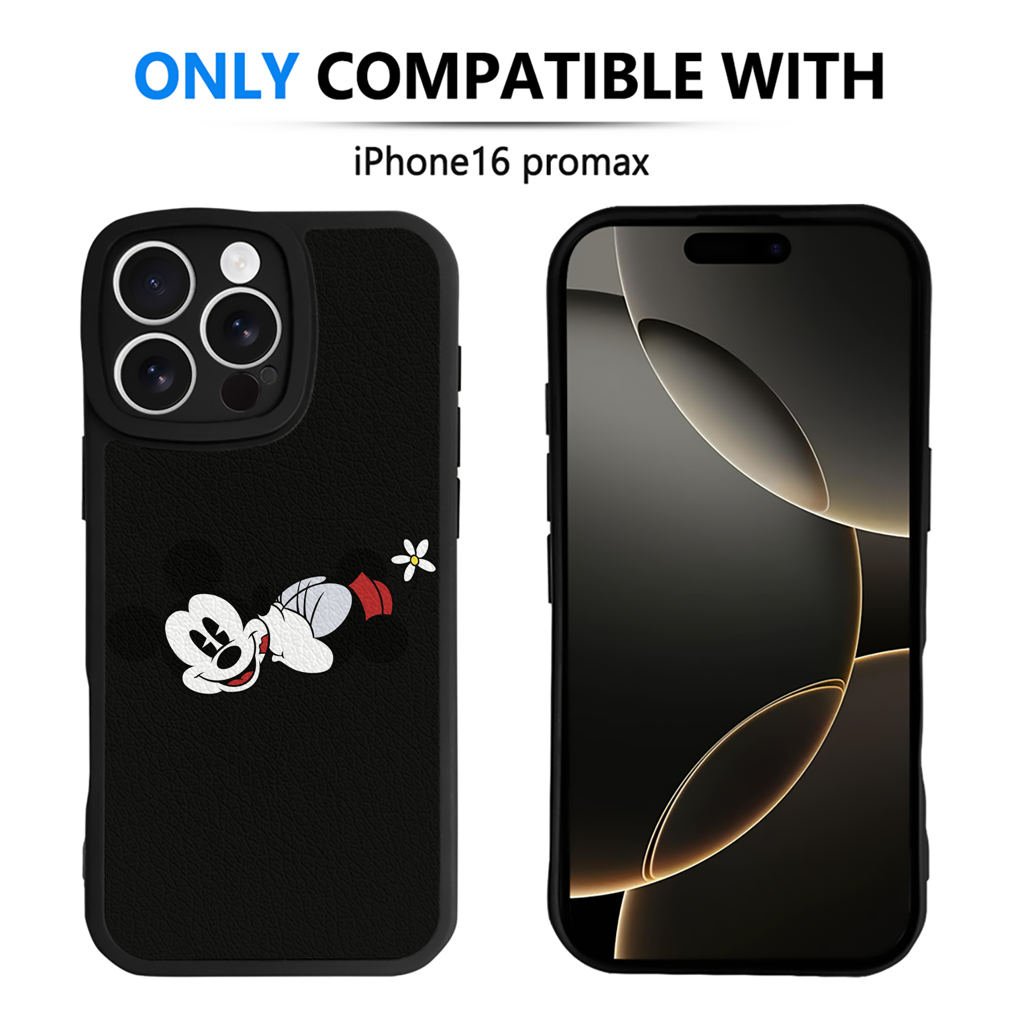 （画像用） ミッキーマウス Mickey Mouse 【iPhone 16シリーズ対応】シリコンスマホケース（レザー調） 材質：シリコン